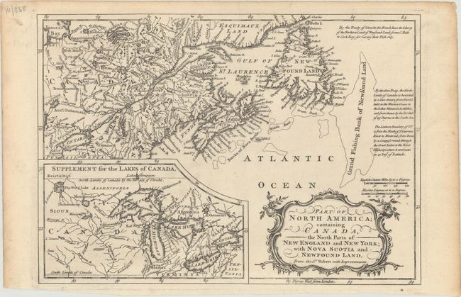 Part of North America; Containing Canada, the North Parts of New England and New York; with Nova Scotia and Newfound Land. From the Sr. Robert with Improvements