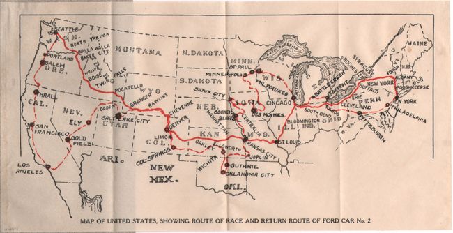 Map of the United States, Showing Route of Race and Return Route of Ford Car No. 2 [in] The Story of the Race...