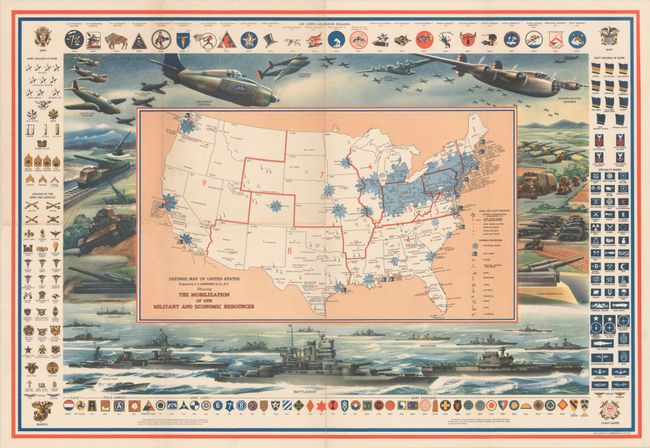 Defense Map of United States Prepared by C.S. Hammond & Co., N.Y. Showing the Mobilization of Our Military and Economic Resources