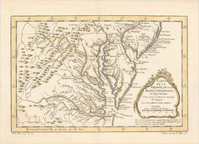 Carte de la Virginie, de la Baye Chesapeack, et Pays Voisins pour Servir a l'Histoire Generale des Voyages