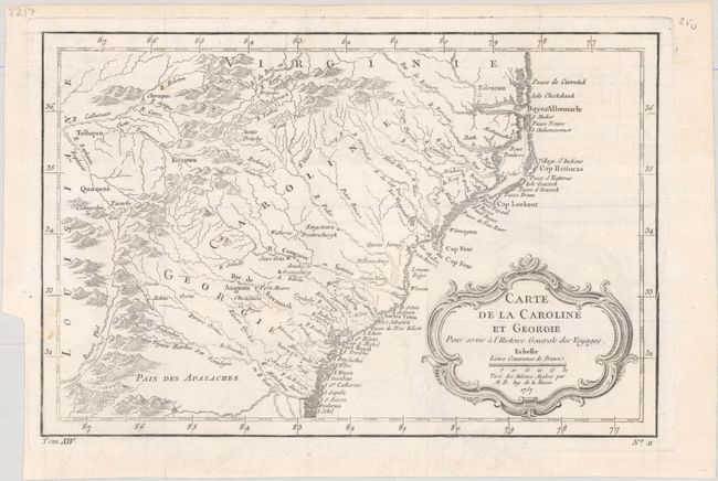 Carte de la Caroline et Georgie pour Servir a l'Histoire Generale des Voyages