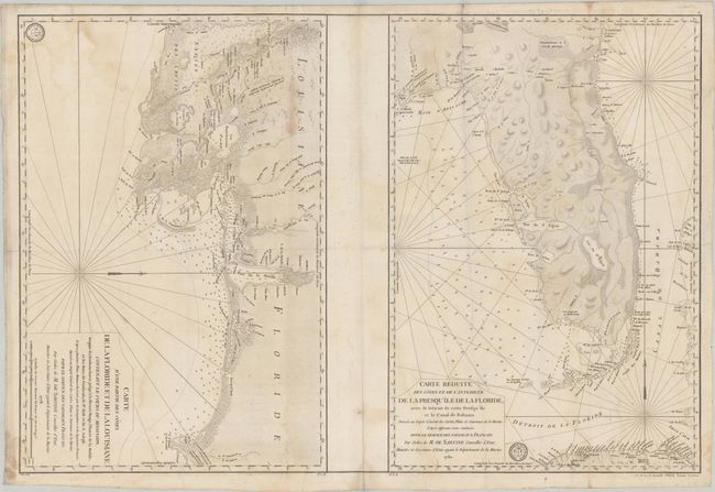 Carte d'une Partie des Cotes de la Floride et de la Louisiane... [on sheet with] Carte Reduite des Cotes et de l'Interieur de la Presqu'ile de la Floride, avec le Detroit de Cette Presqu'ile et le Canal de Bahama