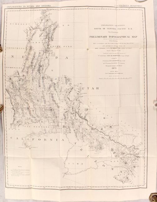 Explorations and Surveys South of Central Pacific R.R. War Department Preliminary Topographical Map [in] Letter from the Secretary of War, Communicating ... A Preliminary Report of Lieutenant George M. Wheeler...