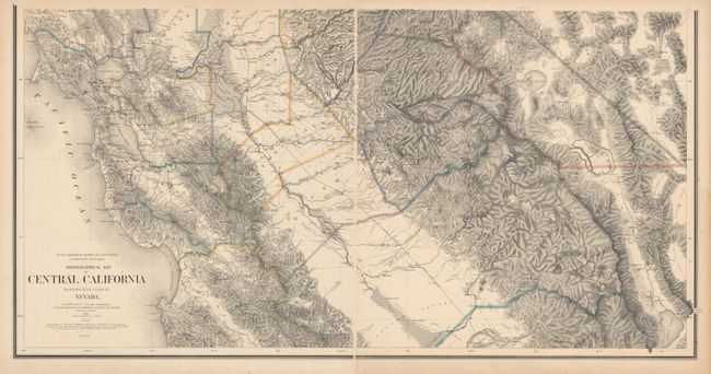 Topographical Map of Central California Together with Part of Nevada