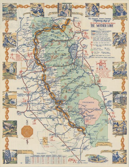 The Golden Chain Council Highway Map of The Northern & Southern Mines The Mother Lode