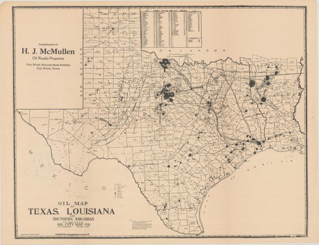 Oil Map of Texas, Louisiana and Southern Arkansas