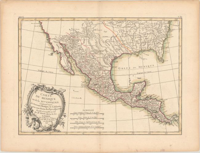 Carte du Mexique ou de la Nlle. Espagne Contenant Aussi le Nouveau Mexique, la Californie, avec une Partie des Pays Adjacents...