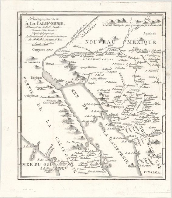 Passage par Terre a la Californie. Decouvert par le R.P. Eusebe-Francois Kino Jesuite Depuis 1698 Jusqua 1701...