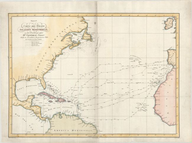 Carta del Oceano Atlantico Septentrional, con las Derrotas que Siguio Dn. Cristobal Colon...