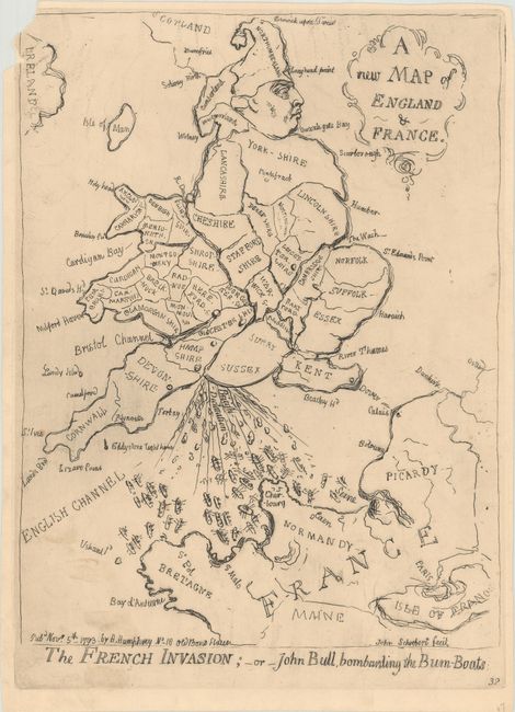 A New Map of England & France / The French Invasion; - or - John Bull, Bombarding the Bum-Boats
