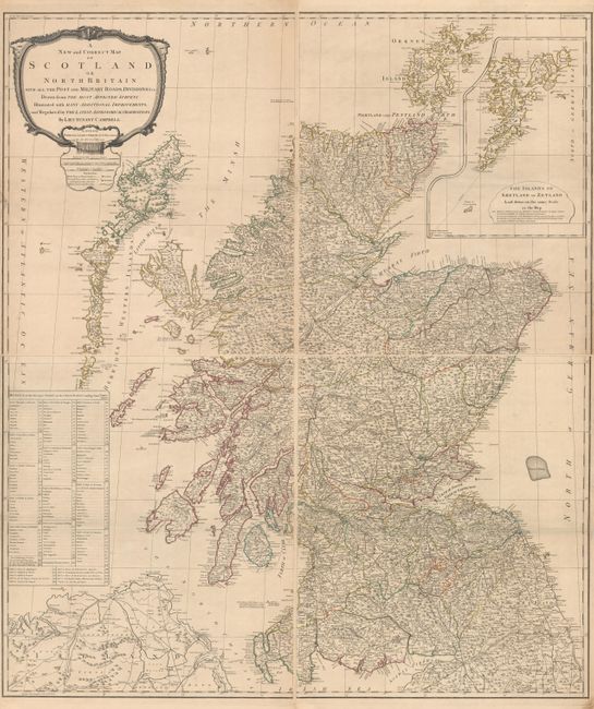 A New and Correct Map of Scotland or North Britain with All the Post and Military Roads, Divisions &ca