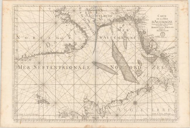 Carte de la Mer d'Allemagne Contenant les Bancs Isles et Costes Comprises Depuis Bergen et les Isles Schetland Jusques au Pas de Calais