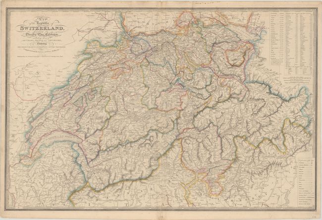 Map of the Republic of Switzerland, Describing Its Twenty-Two Cantons; Including Those of Le Valais, Geneva and Neuchatel...