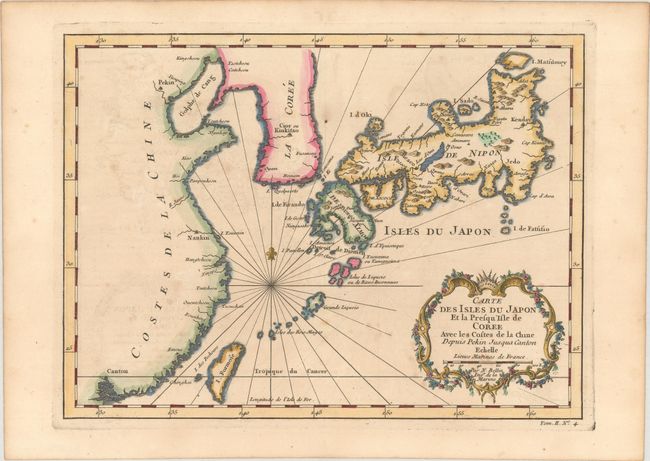 Carte des Isles du Japon et la Presqu Isle de Coree avec les Costes de la Chine Depuis Pekin Jusqua Canton
