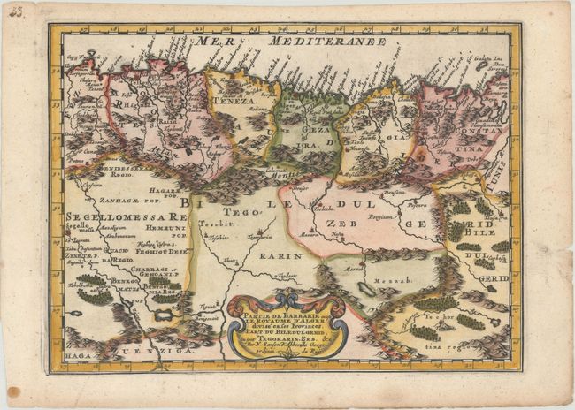 Partie de Barbarie ou est le Royaume d'Alger Divise en ses Provinces. Part. du Biledulgerid, ou sont Tegorarin, Zeb, &c.