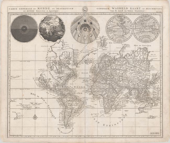 Carte Generale du Monde, ou Description du Monde Terrestre & Aquatique / Generale Waereld Kaart, of Beschryving van de Land en Water Waereld