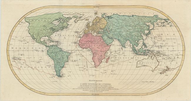 Mappe Monde ou Carte Generale de l'Univers sur une Projection Nouvelle d'une Sphere Ovale pour Mieux Entendre les Distances Entre l'Europe et Amerique...