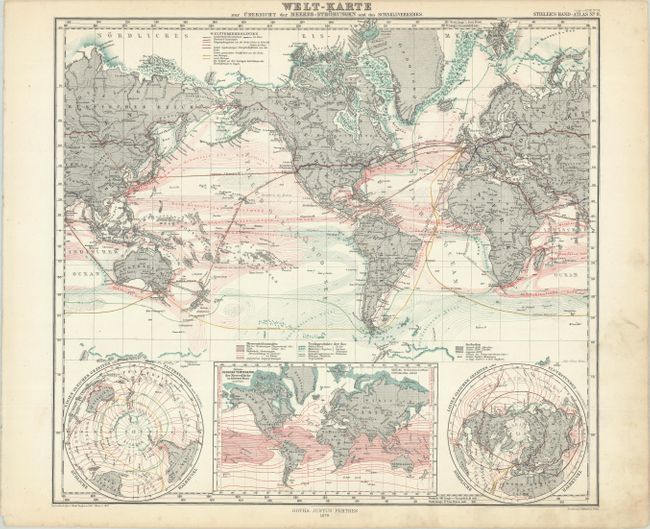 Welt-Karte zur Ubersicht der Meeres-Stromungen und des Schnellverkehrs
