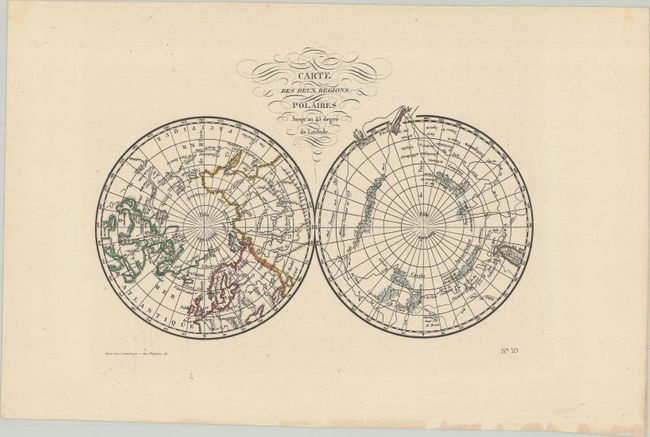 Carte des Deux Regions Polaires Jusqu'au 45 Degre de Latitude