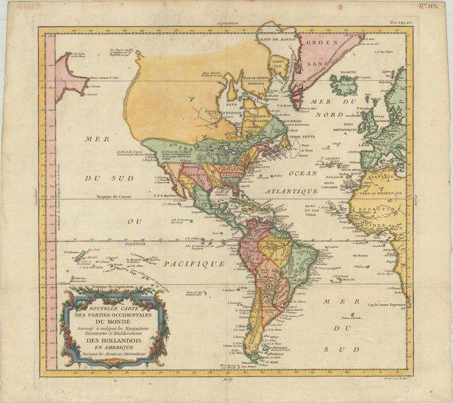 Nouvelle Carte des Parties Occidentales du Monde Servant a Indiquer les Navigations Decouvertes et Etablissements des Hollandois en Amerique Suivant les Dernieres Observations