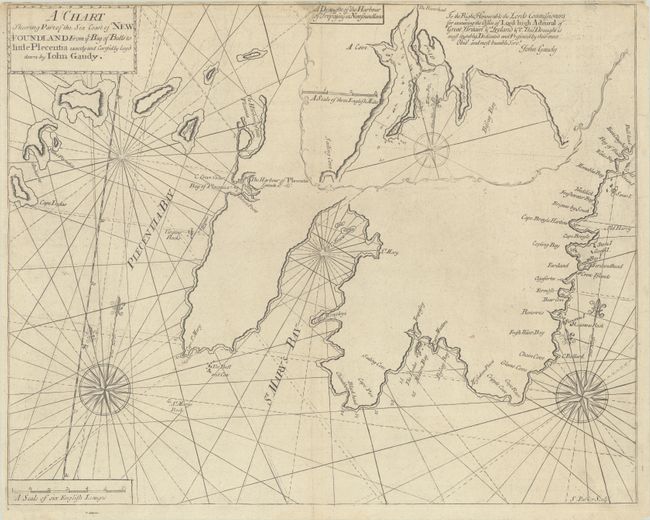 A Chart Shewing Part of the Sea Coast of New Foundland from ye Bay of Bulls to Little Plecentia Exactly and Carefully Lay'd Down by Iohn Gaudy