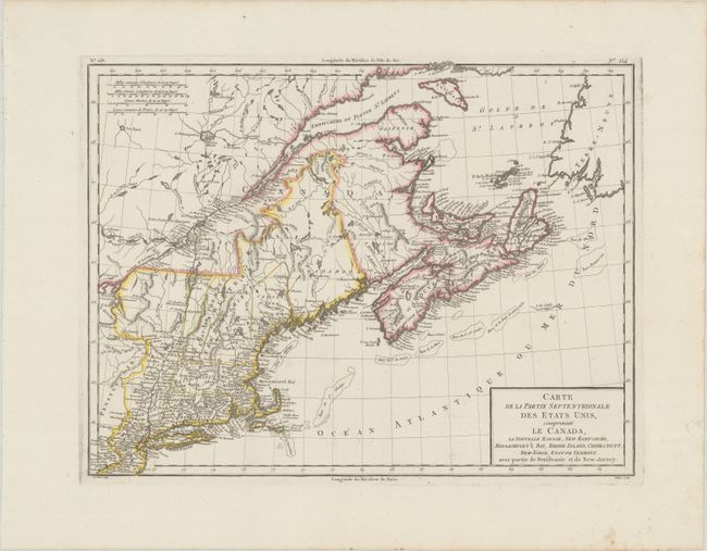 Carte de la Partie Septentrionale des Etats-Unis, Comprenant le Canada, la Nouvelle Ecosse, New Hampshire, Massachuset's Bay, Rhode-Island, Connecticut, New-Yorck, Etat de Vermont...