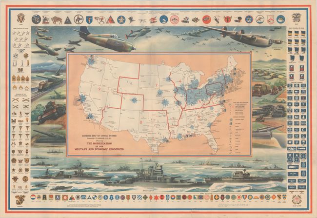 Defense Map of United States Prepared by C.S. Hammond & Co. N.Y. Showing the Mobilization of Our Military and Economic Resources
