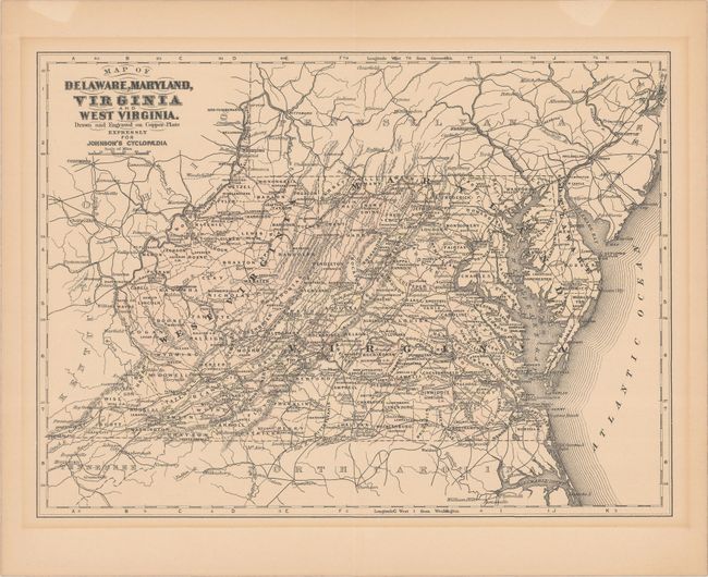 Map of Delaware, Maryland, Virginia and West Virginia. Drawn and Engraved on Copper-Plate Expressly for Johnson's Cyclopaedia