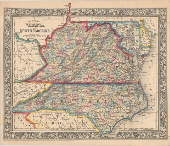 County Map of Virginia, and North Carolina