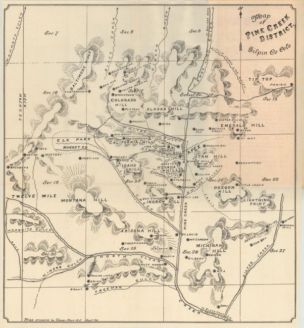 Map of Pine Creek District. Gilpin Co Colo