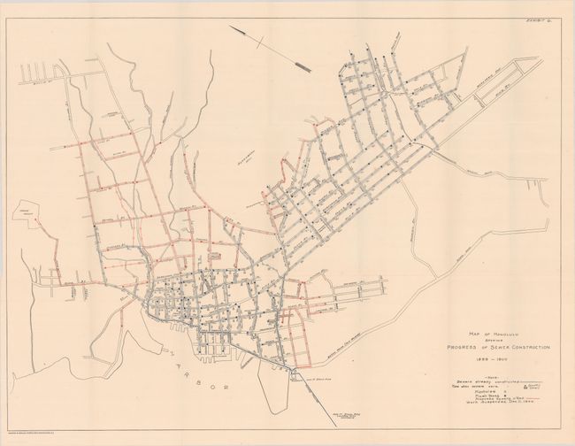 Map of Honolulu Showing Progress of Sewer Construction 1899-1900 [and] Portion of Honolulu, Territory of Hawaii. Traced from Registered Maps 1667 & 1801... [and] Alaska and Merchant Streets East. Honolulu, Territory of Hawaii