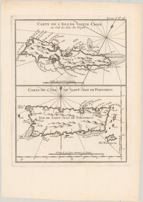 Carte de l'Isle de Sainte Croix au Sud des Isles des Vierges [on sheet with] Carte de l'Isle de St Jean de Portorico