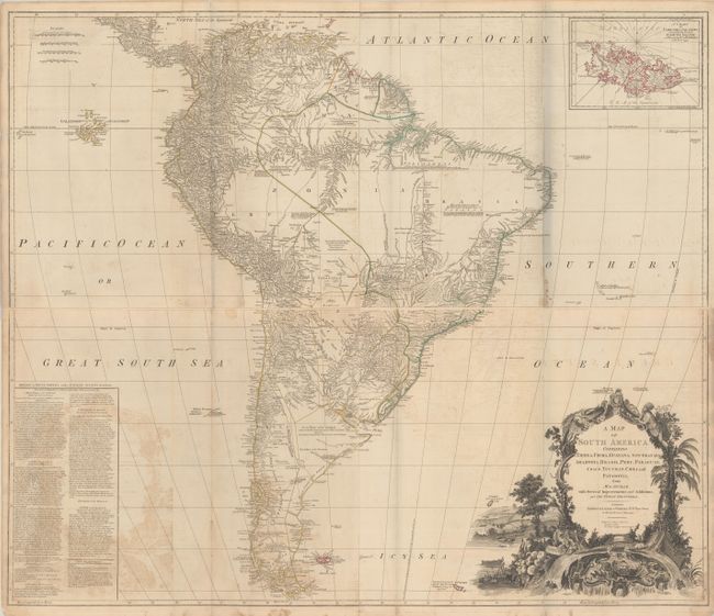 A Map of South America Containing Tierra-Firma, Guayana, New Granada Amazonia, Brasil, Peru, Paraguay, Chaco, Tucuman, Chili and Patagonia. From Mr. d'Anville