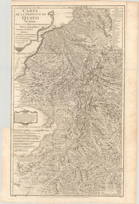 Carte de la Province de Quito au Perou Dressee sur les Observations Astronomiques, Mesures Geographiques, Journaux de Route et Memoires de Mr. de la Condamine...