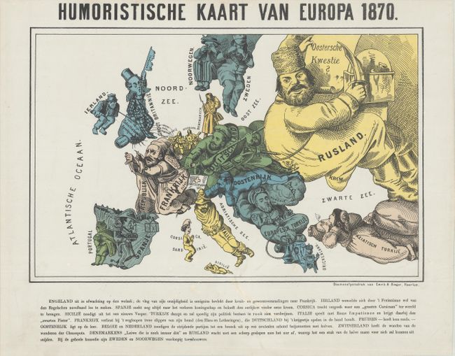 Humoristische Kaart van Europa 1870 [and] Nieuwe Kaart van Europa 1870