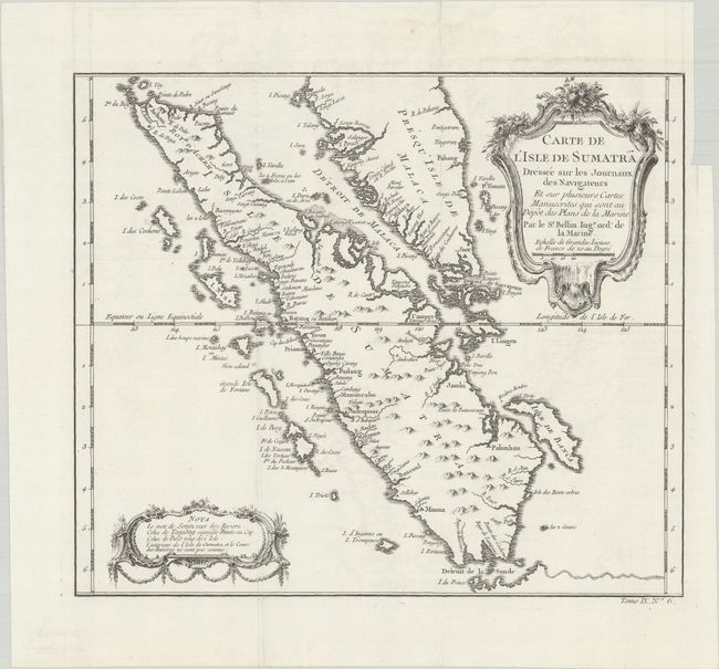 Carte de l'Isle de Sumatra Dressee sur les Journaux des Navigateurs et sur Plusieurs Cartes Manuscrites qui sont au Depot des Plans de la Marine