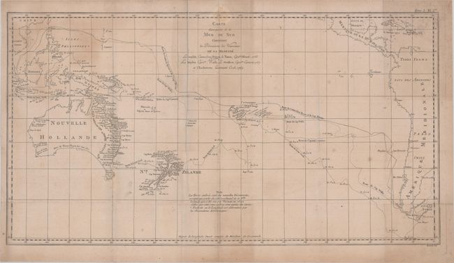 Carte d'une Partie de la Mer du Sud Contenant les Decouvertes des Vaisseaux de sa Majeste le Dauphin, Commodore Byron, la Tamar, Capitne. Mouats, 1765, le Dauphin, Capitne. Wallis, le Swallow, Capitne. Carteret, 1767, et l'Endeavour, Lieutenant Cook, 1769