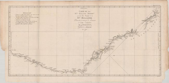 Carte de la Nle. Galles Meridle. ou de la Cote Orientale de la Nle. Hollande Decouverte et Visitee par le Lieutenant J. Cook, Commandant de l'Endeavour, Vaisseau de sa Majeste en 1770