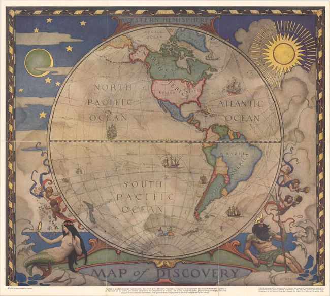 Western Hemisphere - Map of Discovery [and] Eastern Hemisphere - Map of Discovery [and] The Discoverer [and] Beyond Uncharted Seas Columbus Finds a New World... [and] Through Pathless Skies to the North Pole