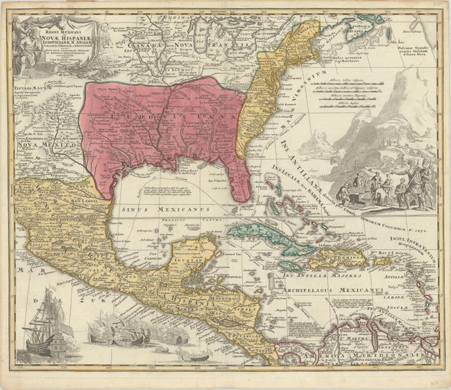 Regni Mexicani seu Novae Hispaniae, Ludovicianae, N. Angliae, Carolinae, Virginiae et Pensylvaniae, nec non Insularum Archipelagi Mexicani in America Septentrionali Accurata Tabula