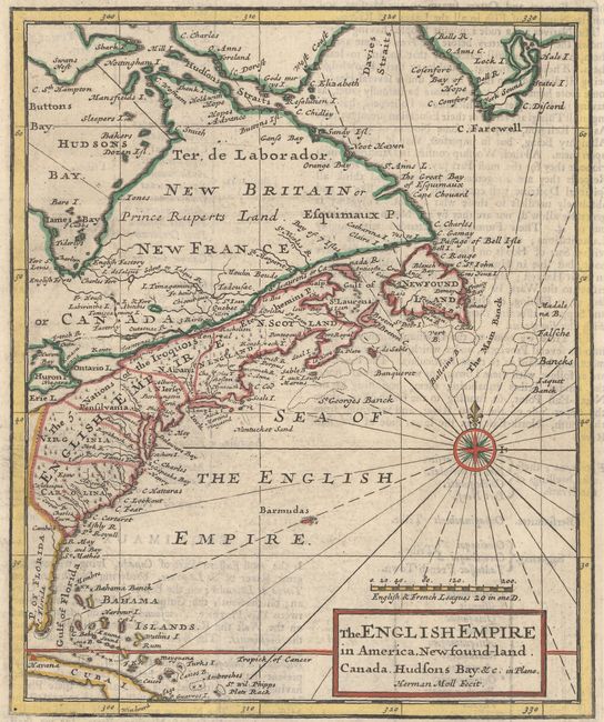 The English Empire in America,Newfoundland. Canada. Hudsons Bay. &c. in Plano
