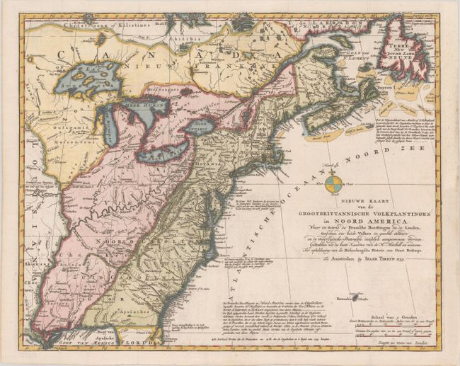 Nieuwe Kaart van de Grootbrittannische Volkplantingen in Noord America waar in Tevens de Fransche Bezittingen en de Landen...