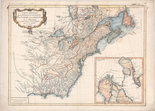 Carte Generale du Canada, de la Louisiane, de la Floride, de la Caroline de la Virginie, de la Nouvelle Angleterre Etc.