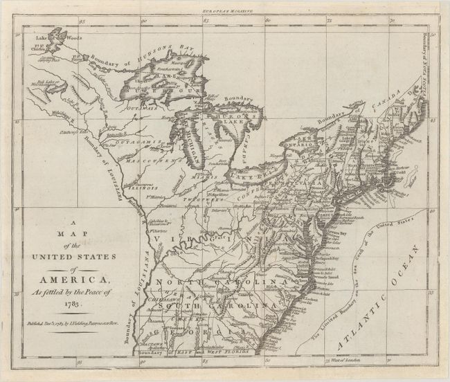 A Map of the United States of America, as Settled by the Peace of 1783