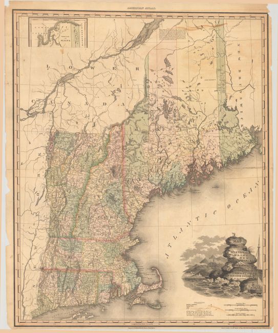 Map of the States of Maine New Hampshire Vermont Massachusetts Connecticut & Rhode Island