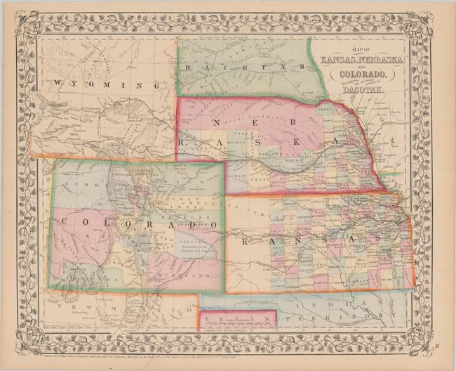 Map of Kansas, Nebraska and Colorado. Showing Also the Southern Portion of Dacotah