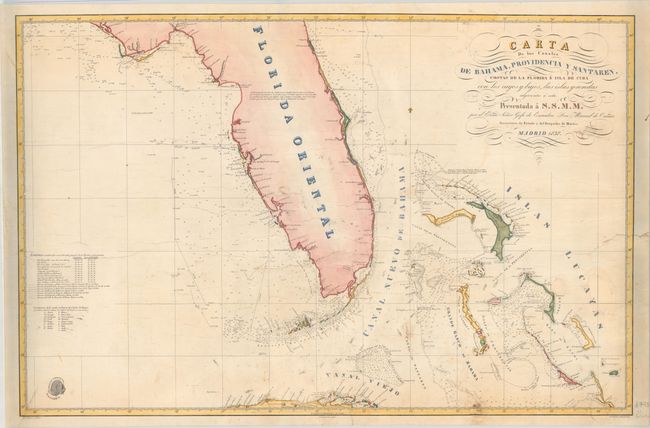 Carta de los Canales de Bahama, Providencia y Santaren, Costas de la Florida e Isla de Cuba con los Cayos y Bajos, las Islas y Sondas...