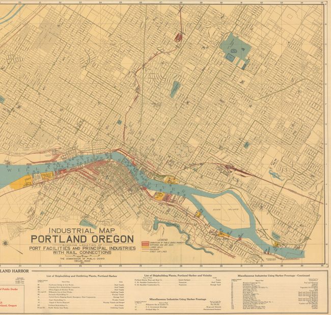 Industrial Map Portland Oregon Showing Location of Port Facilities and Principal Industries with Rail Connections
