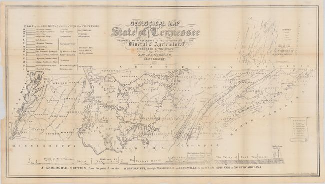 Geological Map of the State of Tennessee Prepared with Reference to the Development of the Mineral & Agricultural Resources of the State [with] A Geological Reconnoissance of the State of Tennessee...