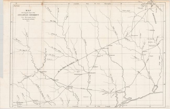 Map Showing the Route of the Arkansas Regiment from Shreveport La. to San Antonio de Bexar Texas